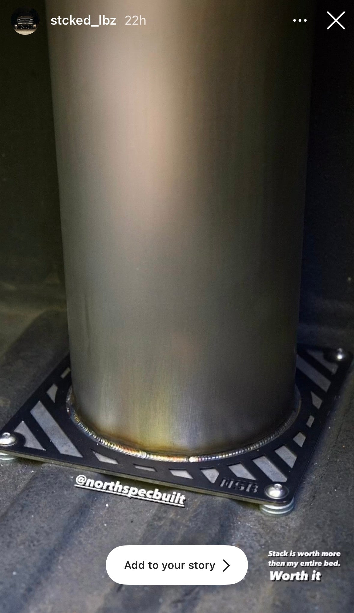 Custom exhaust stack base overlay