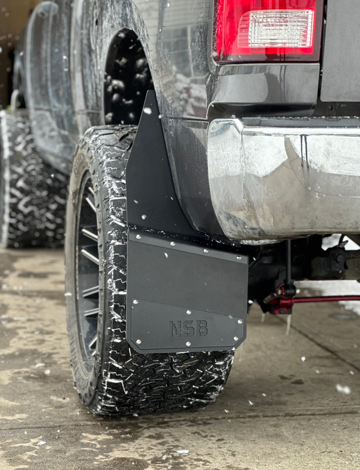 12" Kick Back Mud Flaps installed