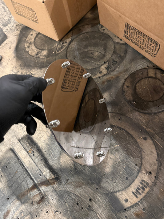 Northspec Built Hood exhaust exit block off plate polished with hardware