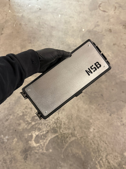 3rd gen Dodge Cummins engine bay dress up fuse box cover overlay raw stainless steel 