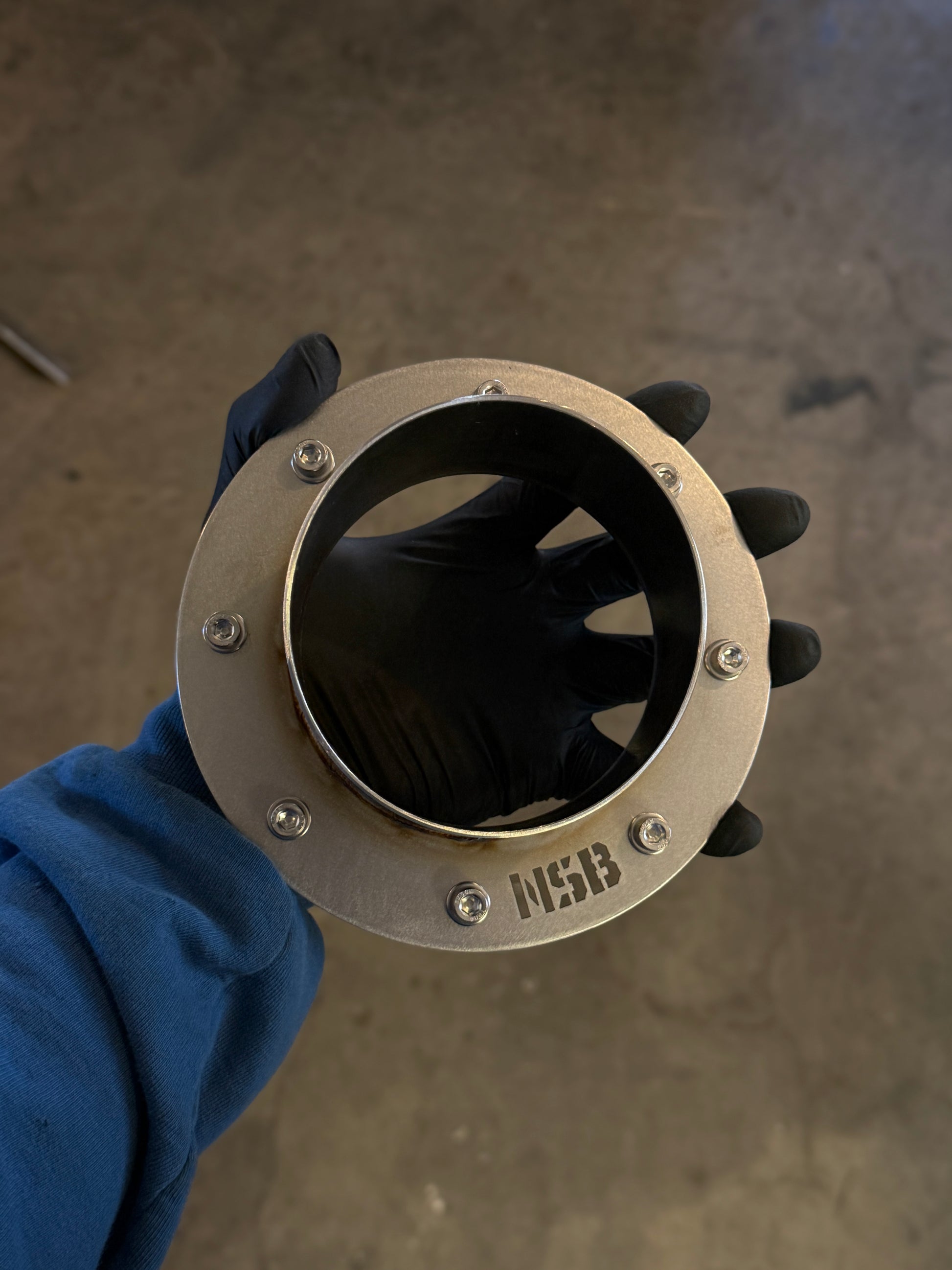 4 inch  Hood Stack with hardware view from the top stainless steel 