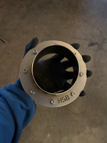 4 inch  Hood Stack with hardware view from the top stainless steel 