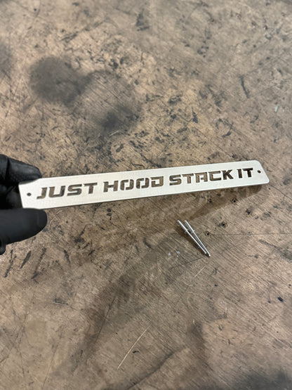 Just hood stack it 6.0 powerstroke fan shroud emblem polished chrome stainless steel 