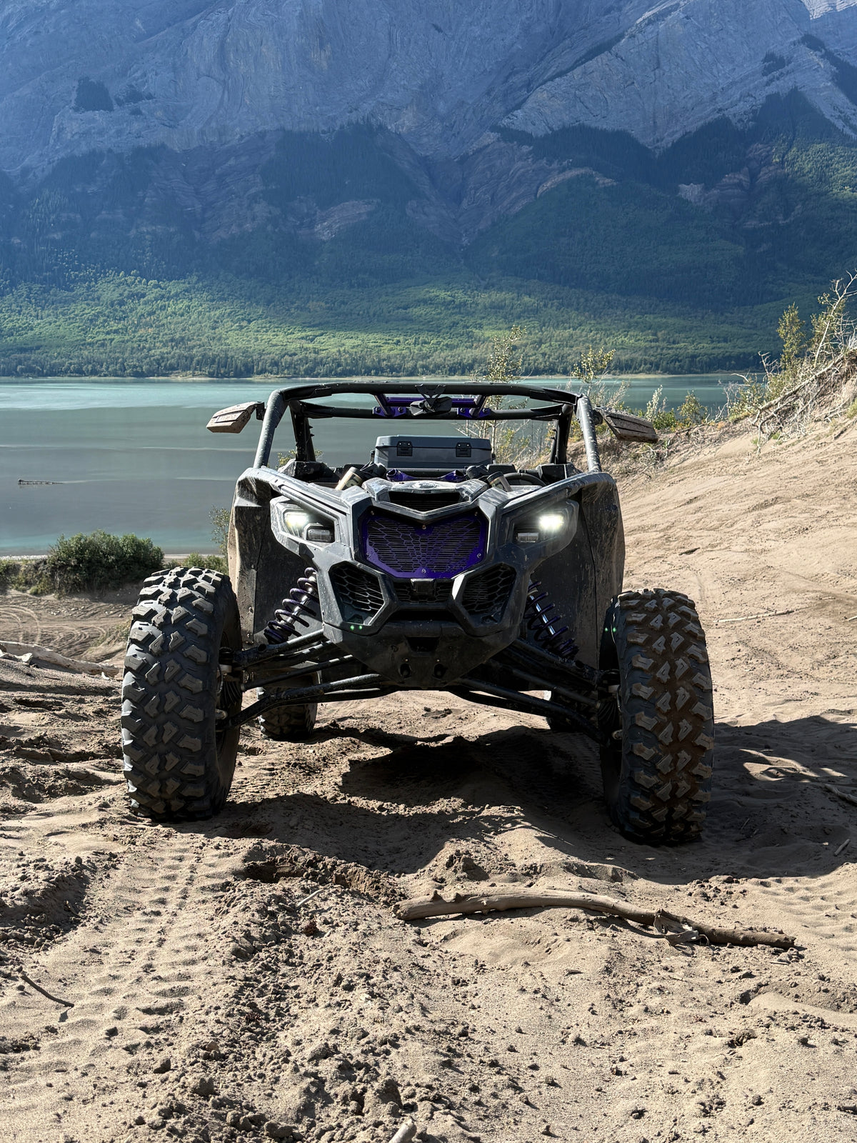 2017-2027 Can-Am Maverick X3 Laser Cut Grille OEM-style gradient hexagon design distant view installed