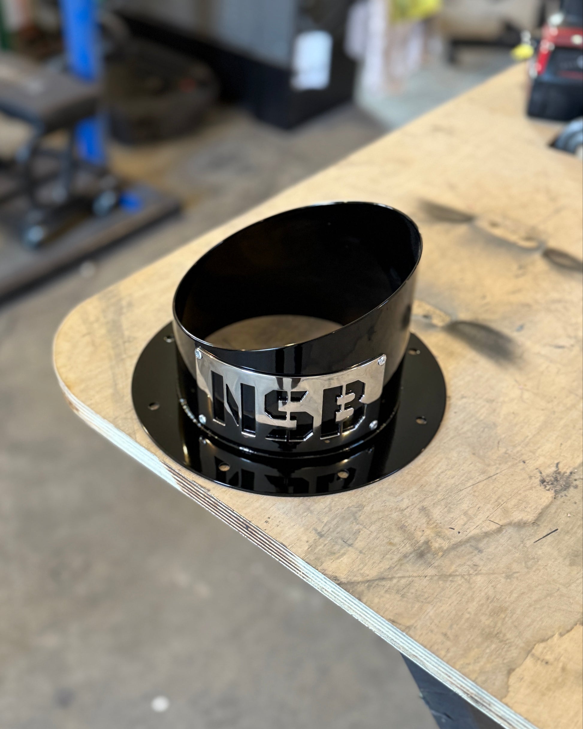 gloss black powder coated hood stack tip 6 inch diameter