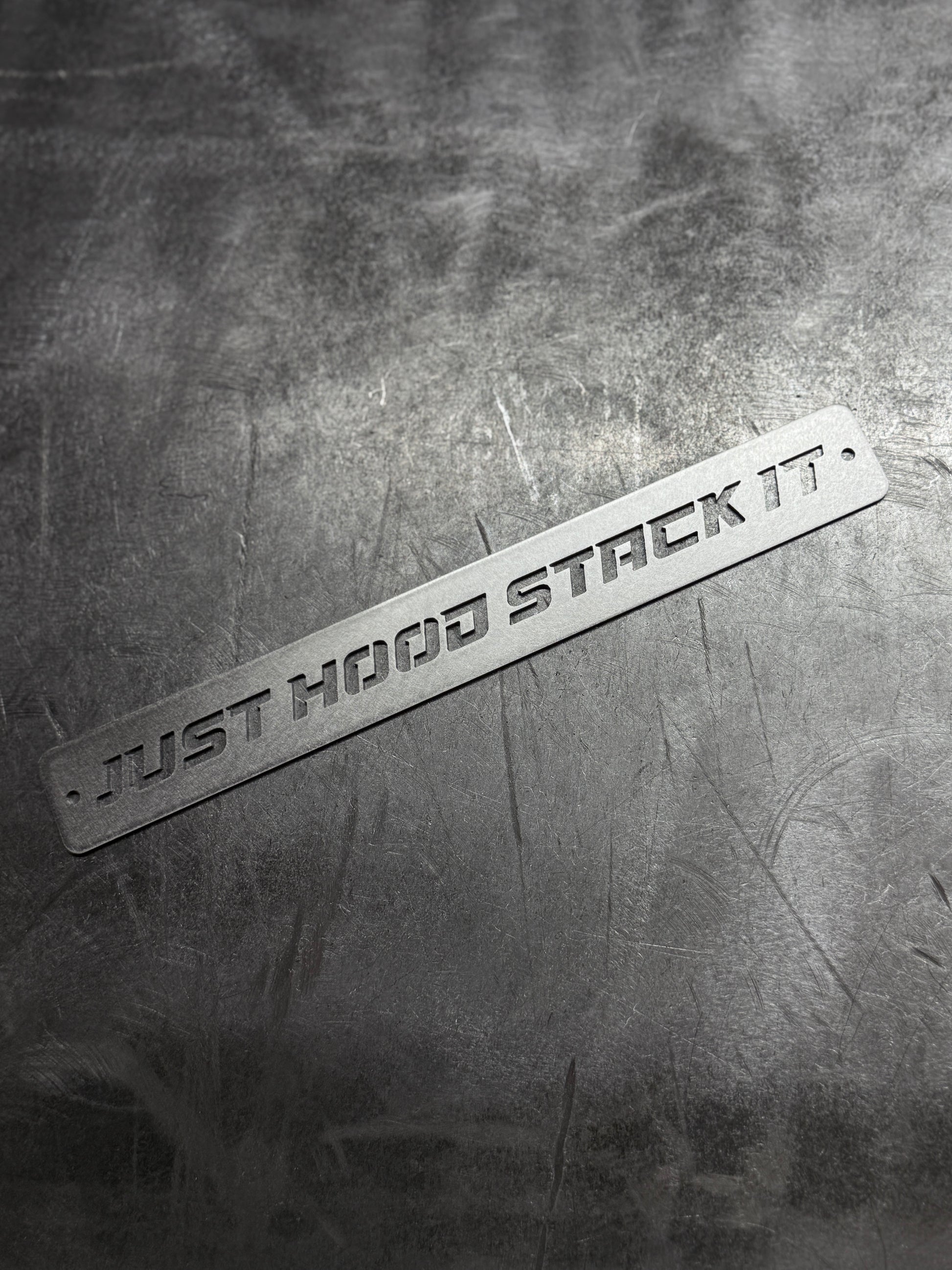6.0 powerstroke fan shroud emblem raw stainless steel close up view