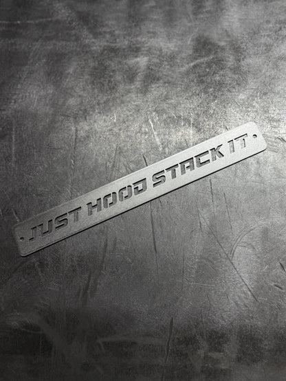 6.0 powerstroke fan shroud emblem raw stainless steel close up view