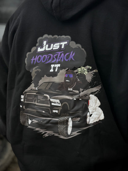 Just hood stack it hoodie Northspec Built Merch view from the back