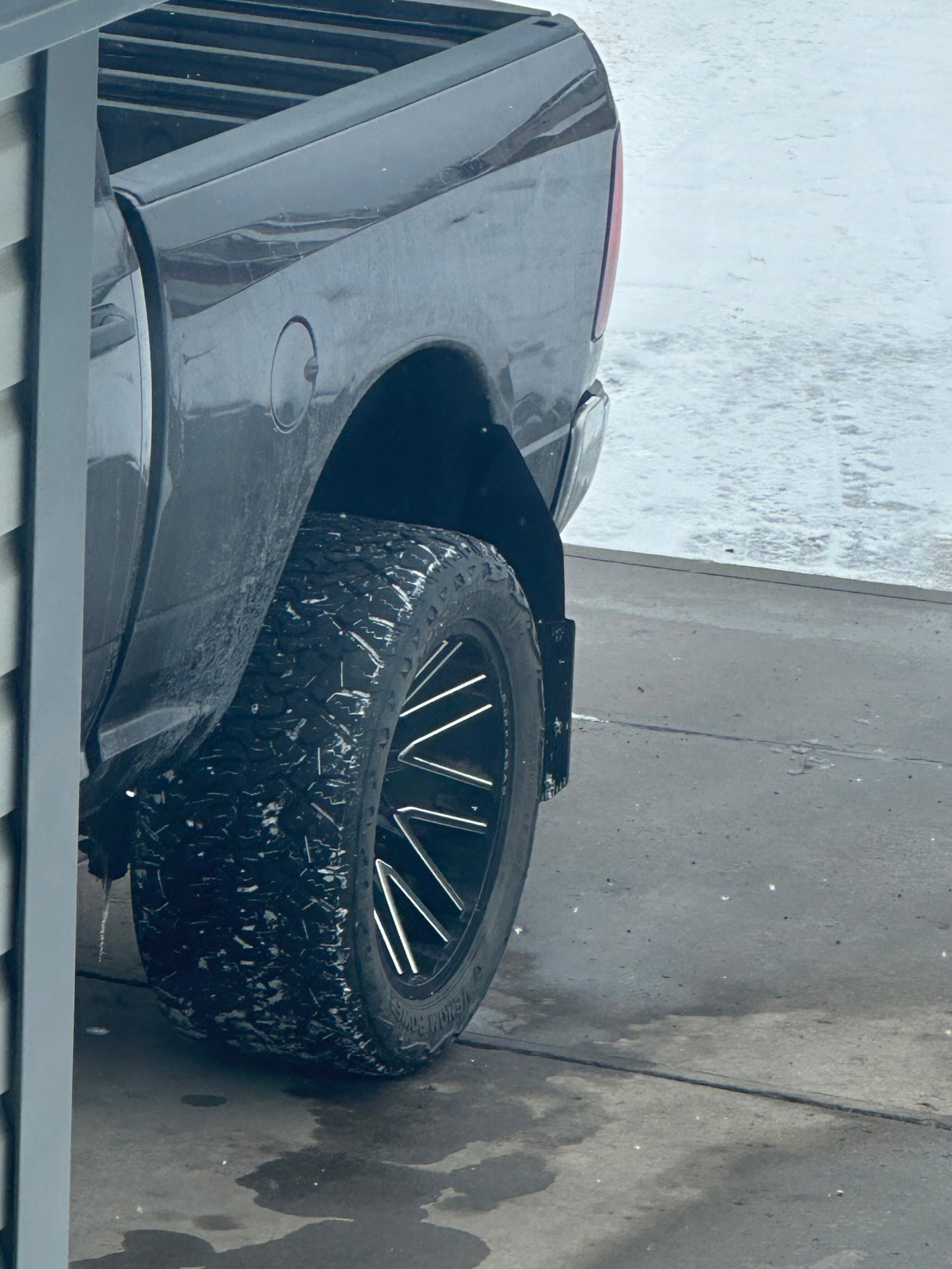 NSB 12" Kick Back Mud Flaps sideview on the truck 