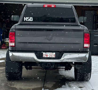 12" Kick Back Mud Flaps NSB installed on the truck 