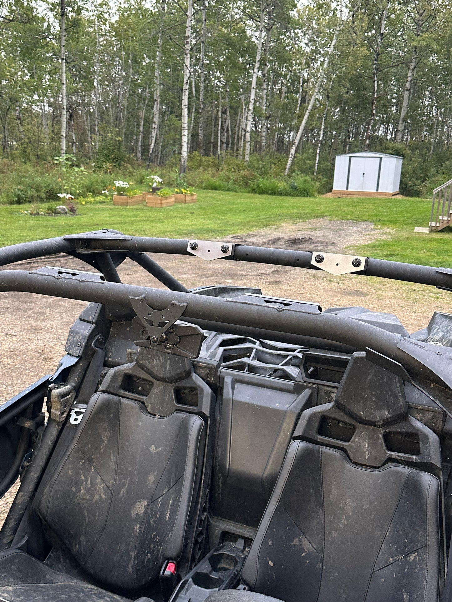 Can-Am Maverick X3 DIY H-Bar Mounting Plates installed top view raw  steel 