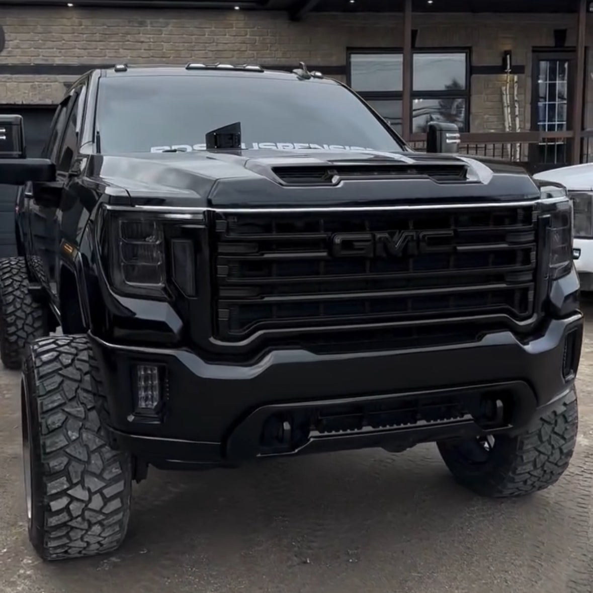 NSB hood stack tip installed on a GMC truck 