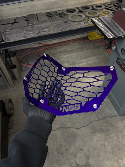 Northspec Built Can-Am Maverick X3 Laser Cut Grille OEM-style gradient design close up with hardware powder coated purple