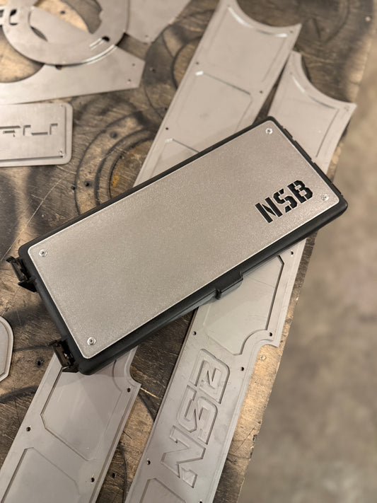 Northspec Built Fuse Box Cover Overlay raw stainless steel for 2006 - 2009 Dodge Cummins mounted 