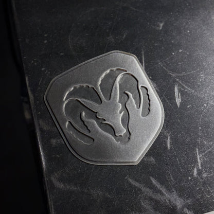Northspec Built Stainless Grille Emblem (2013 - 2018 RAM) close-up