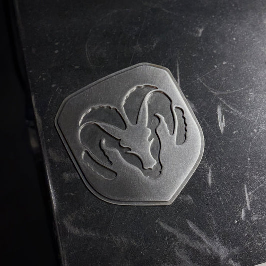 Northspec Built Stainless Grille Emblem (2013 - 2018 RAM) close-up