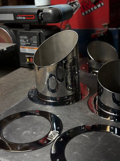 Tall polished chrome finish hood stack tip made in canada