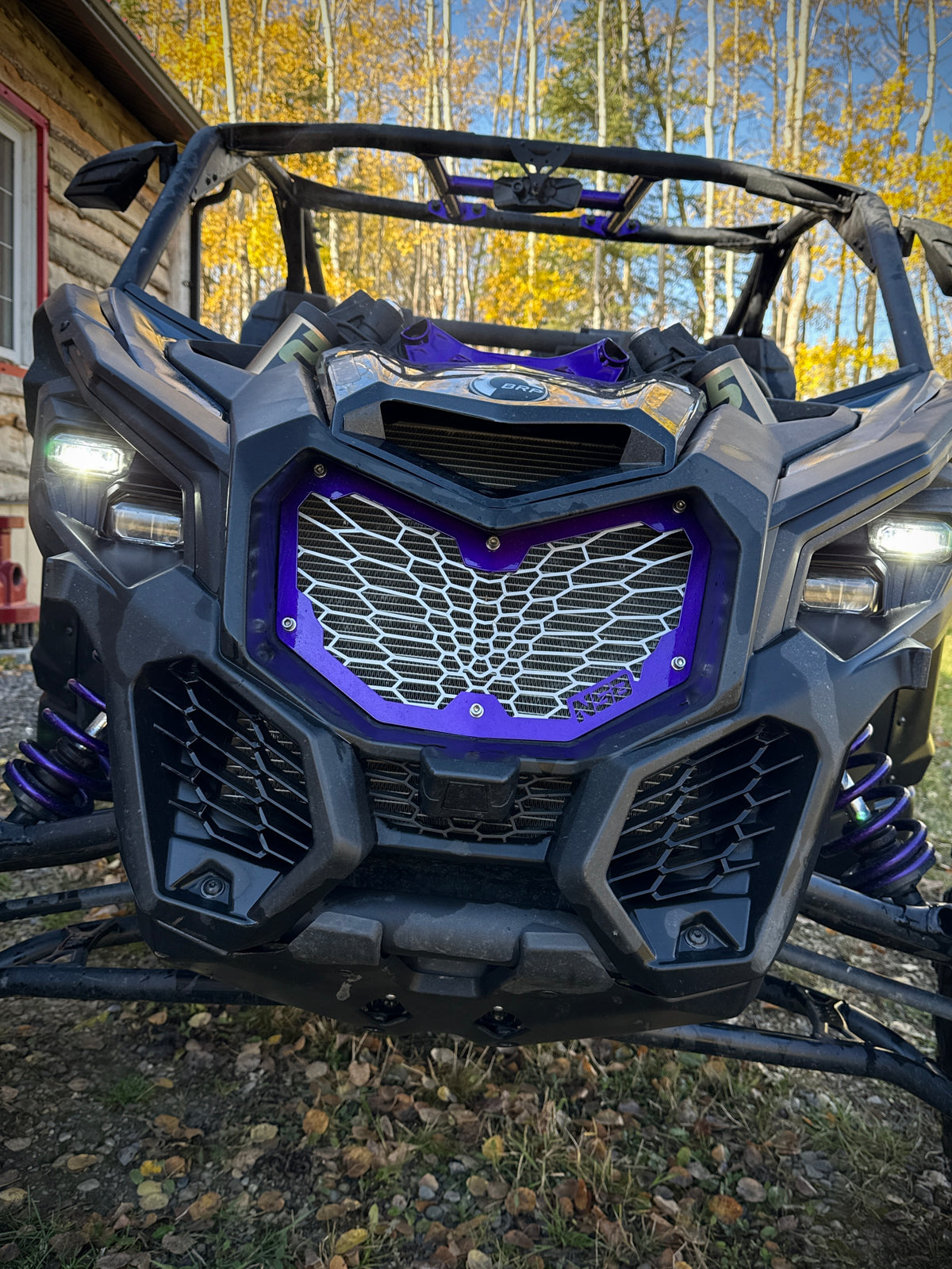 canam x3 running a custom oem style mesh laser cut grille