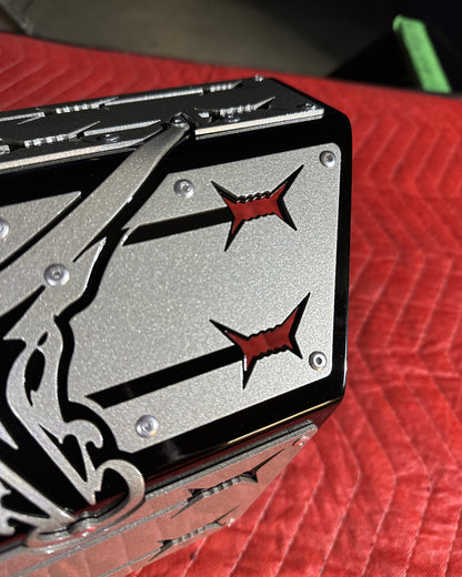 custom exhaust tip barbed wire longhorn design