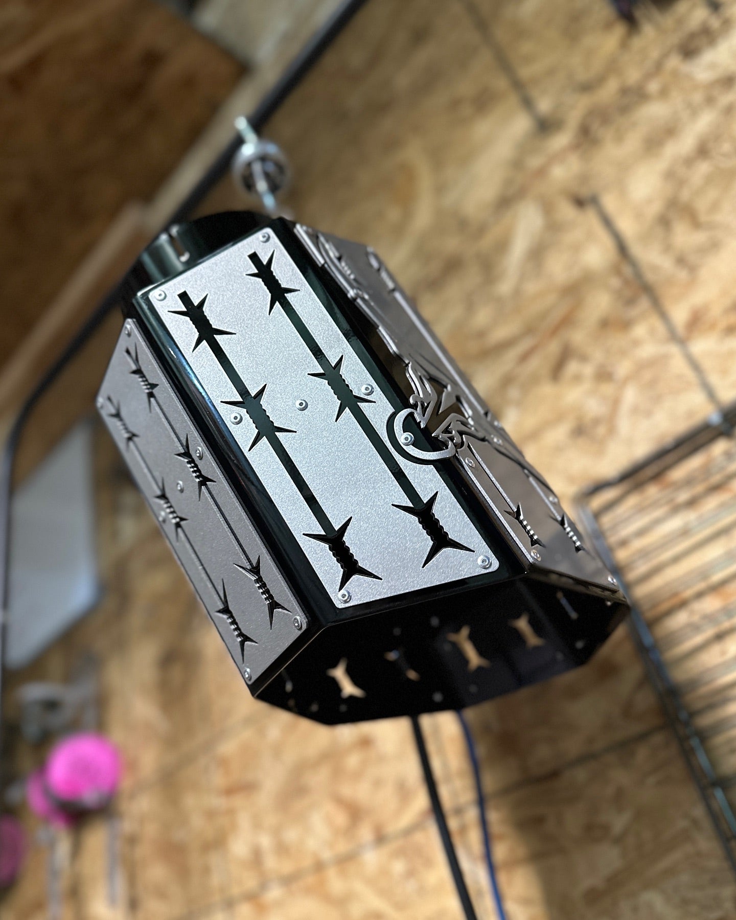 custom longhorn barbed wire  exhaust tip with overlays