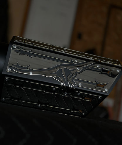custom overlays exhaust tip with polished longhorn overlay by Northspec Built 