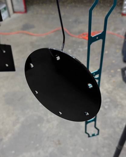 powder coated custom exhaust block off plate for fender exit
