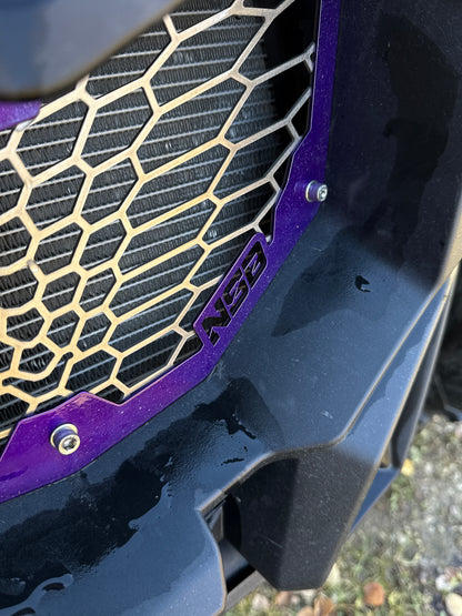 canam x3 custom lasercut mesh grille by NSB in illusion purple with raw mesh