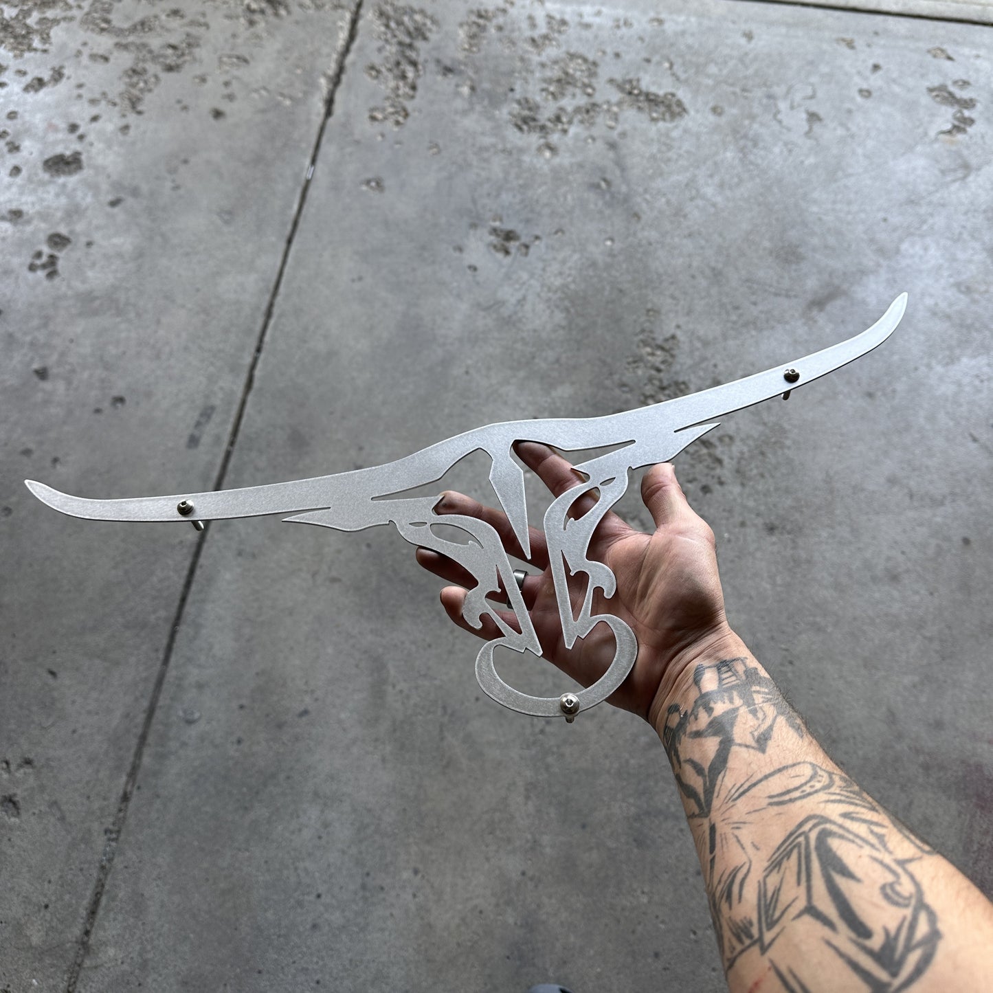 raw stainless steel longhorn grille emblem 
