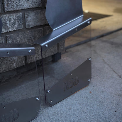 transparent mud flap with raw steel plates 